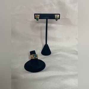 Vintage Jade Ring And Earrings Set